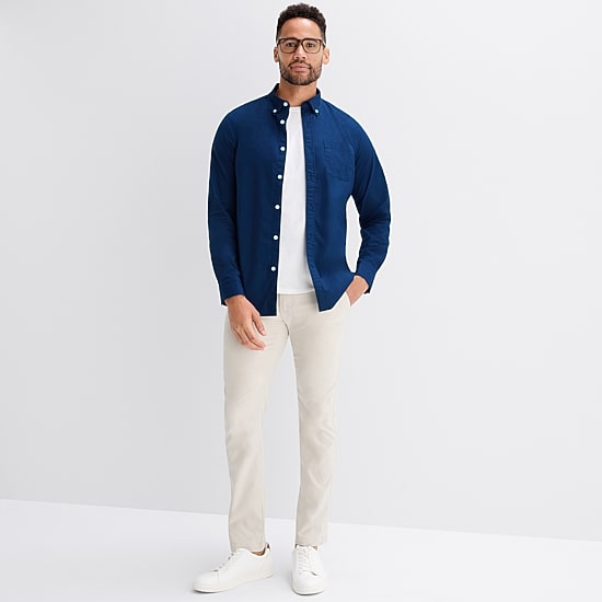 St. John's Bay Poplin Mens Long Sleeve Classic Fit Button-Down Shirt