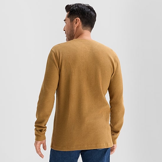 St. John's Bay Waffle Mens Henley Neck Long Sleeve Classic Fit Thermal Top