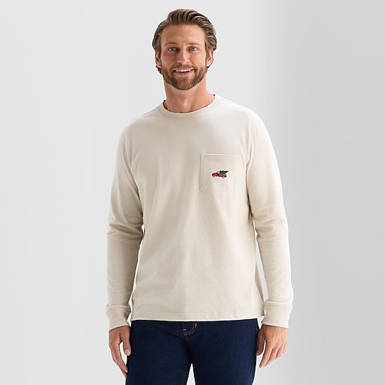 St. John's Bay Sueded Jersey Mens Crew Neck Long Sleeve T-Shirt