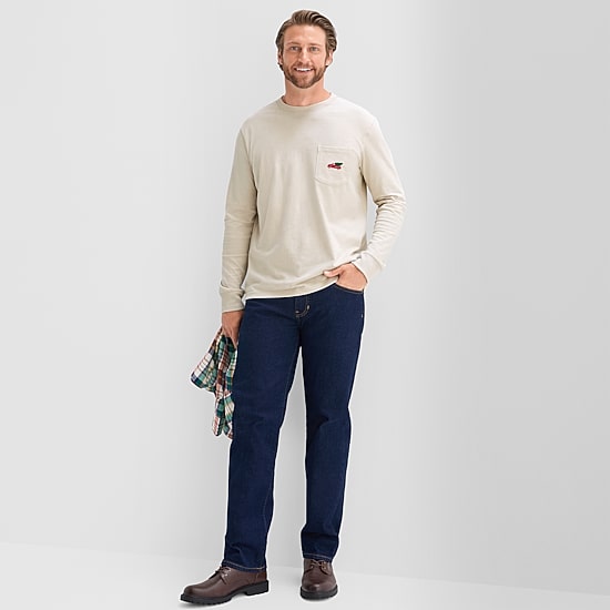 St. John's Bay Sueded Jersey Mens Crew Neck Long Sleeve T-Shirt
