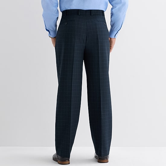 Stafford Coolmax All Season Ecomade Mens Big and Tall Classic Fit Plaid Flat Front Suit Pant