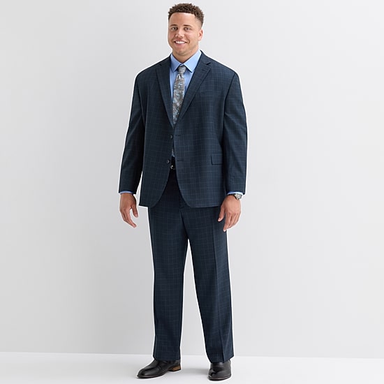 Stafford Coolmax All Season Ecomade Mens Classic Fit Plaid Big and Tall Suit Jacket