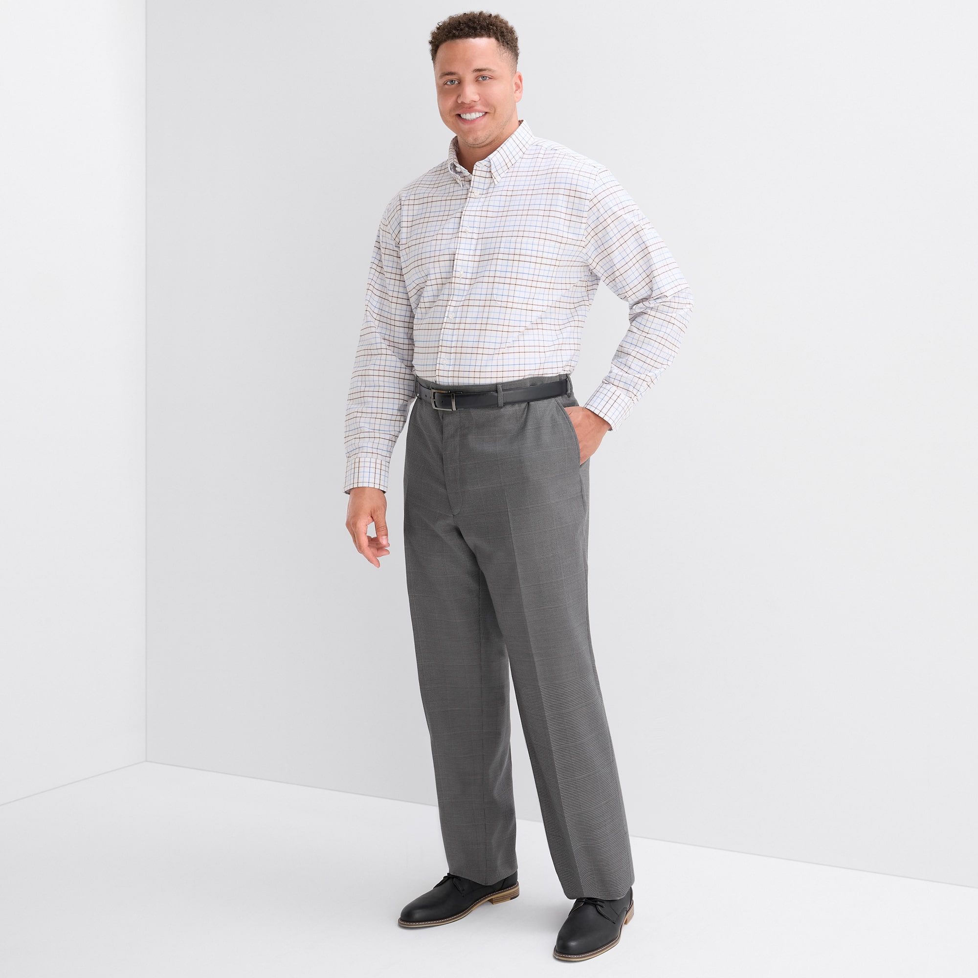 Stafford Coolmax All Season Ecomade Mens Big and Tall Classic Fit Flat Front Suit Pant
