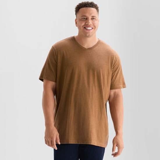 St. John's Bay Super Soft Mens V Neck Short Sleeve Quick Dry Big and Tall T-Shirt