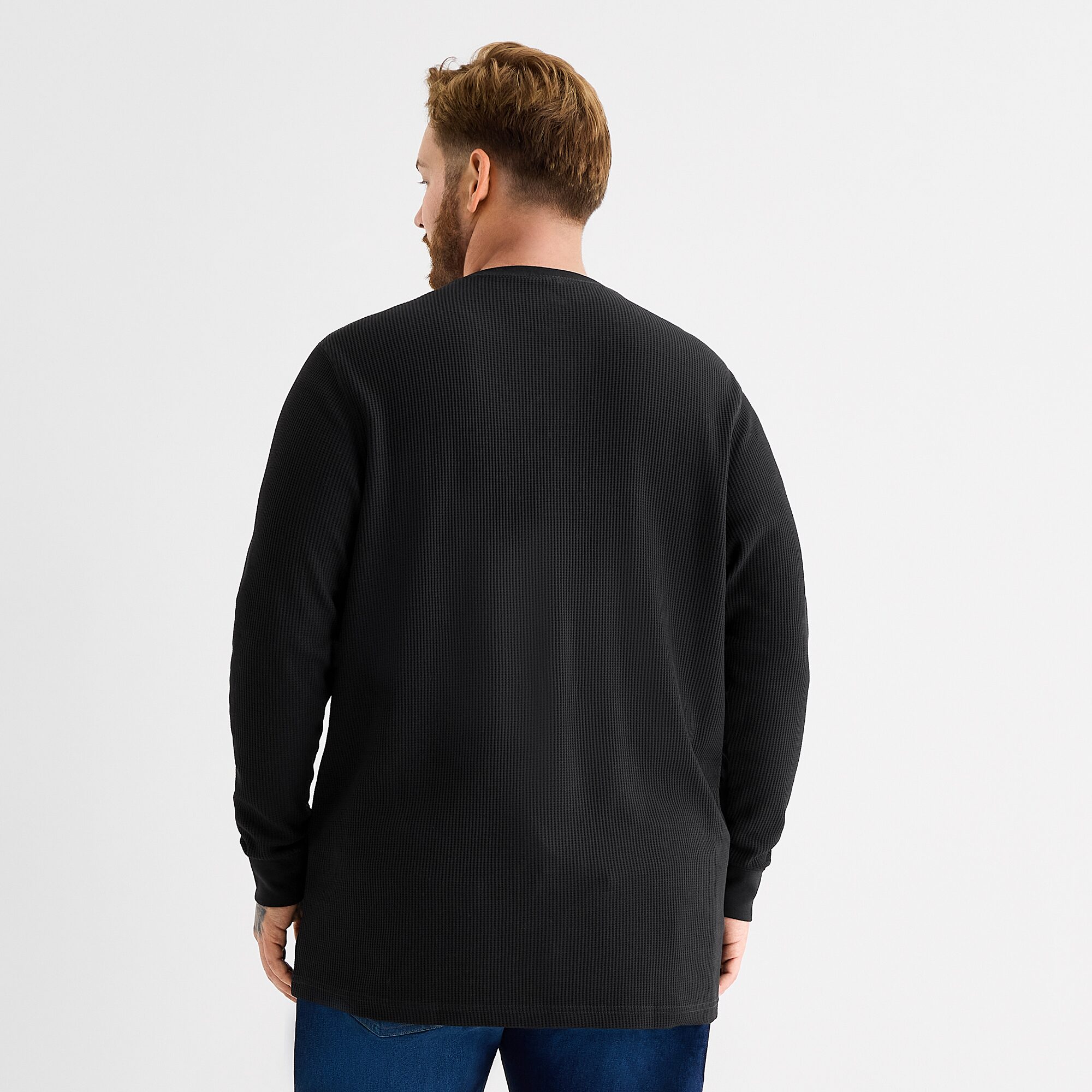 St. John's Bay Waffle Mens Henley Neck Long Sleeve Classic Fit Big and Tall Thermal Top