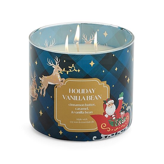Distant Lands Holiday Vanilla Bean 3-Wick Scented Jar Candle