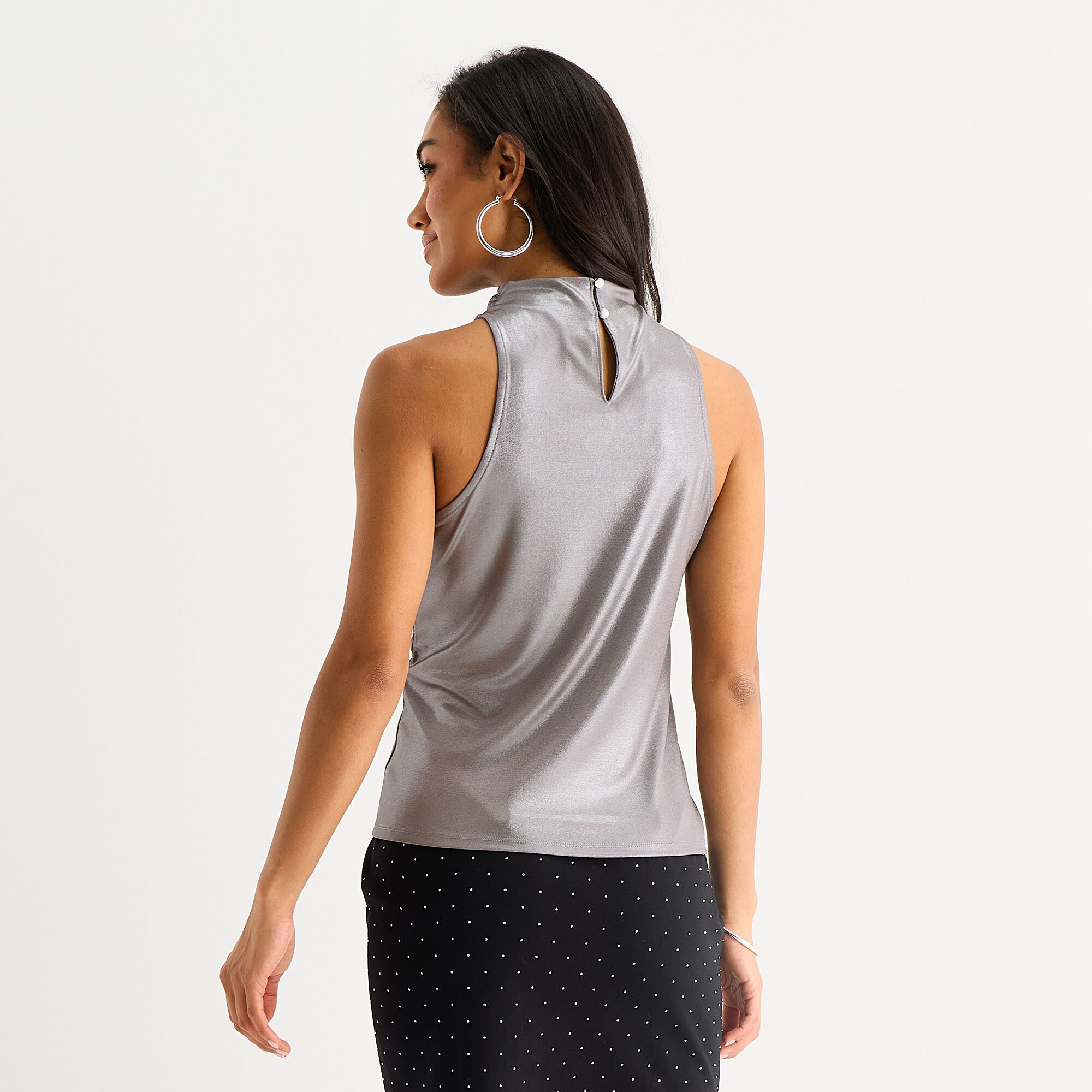 Bold Elements Womens Mock Neck Sleeveless Blouse