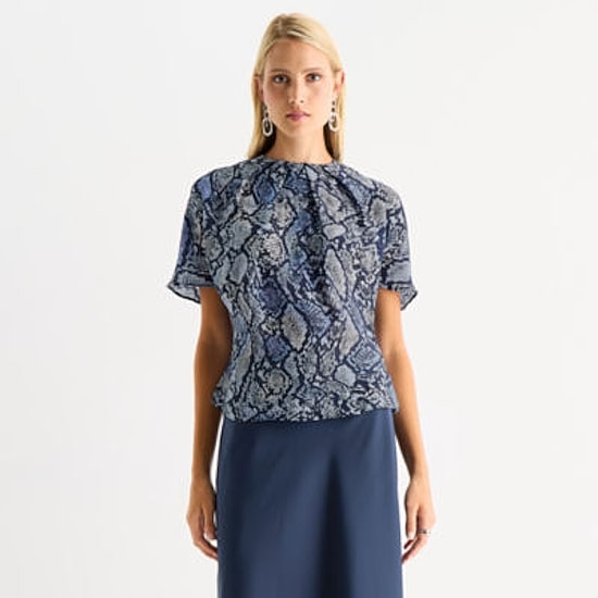 Worthington Womens Crew Neck Short Sleeve Blouse