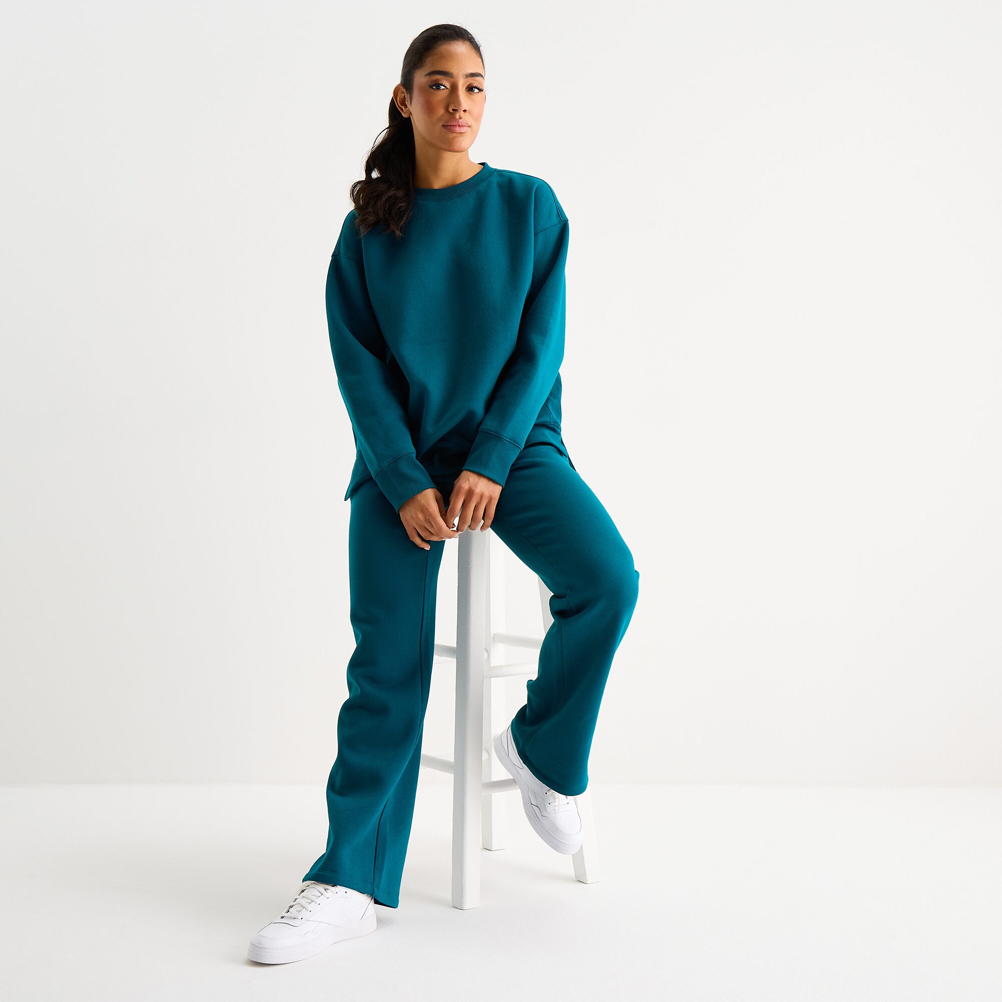 Xersion Womens Oversized Super Soft Fleece Crewneck Sweatshirt