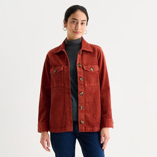 St. John's Bay Womens Midweight Shirt Jacket