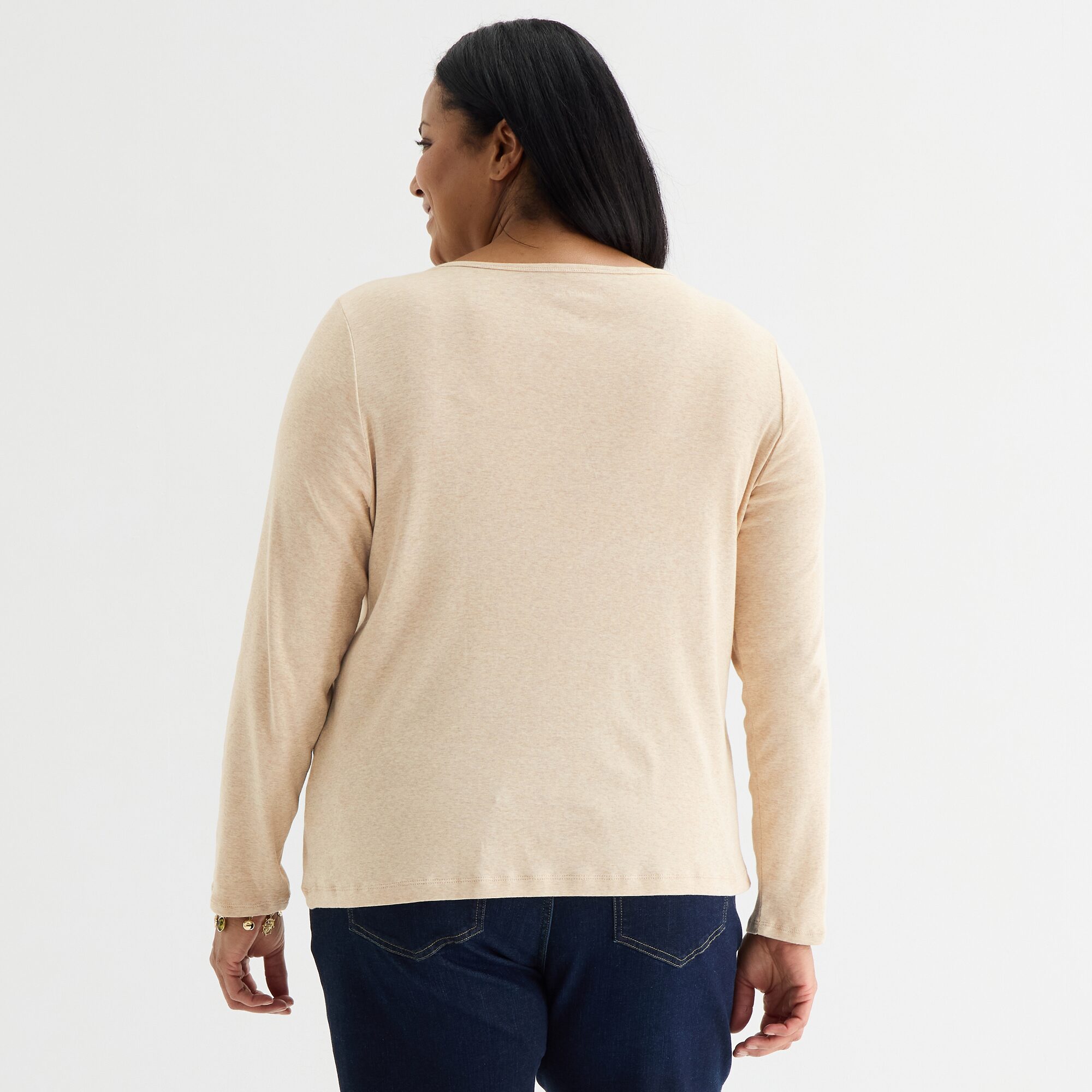 Liz Claiborne Womens Plus Crew Neck Long Sleeve T-Shirt