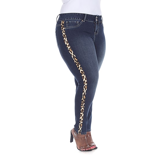 White Mark Womens Plus Mid Rise Stretch Fabric Skinny Fit Jegging Jean