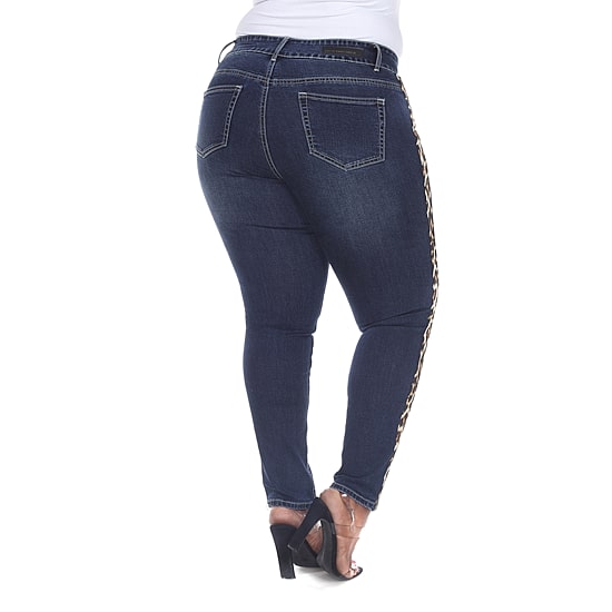 White Mark Womens Plus Mid Rise Stretch Fabric Skinny Fit Jegging Jean
