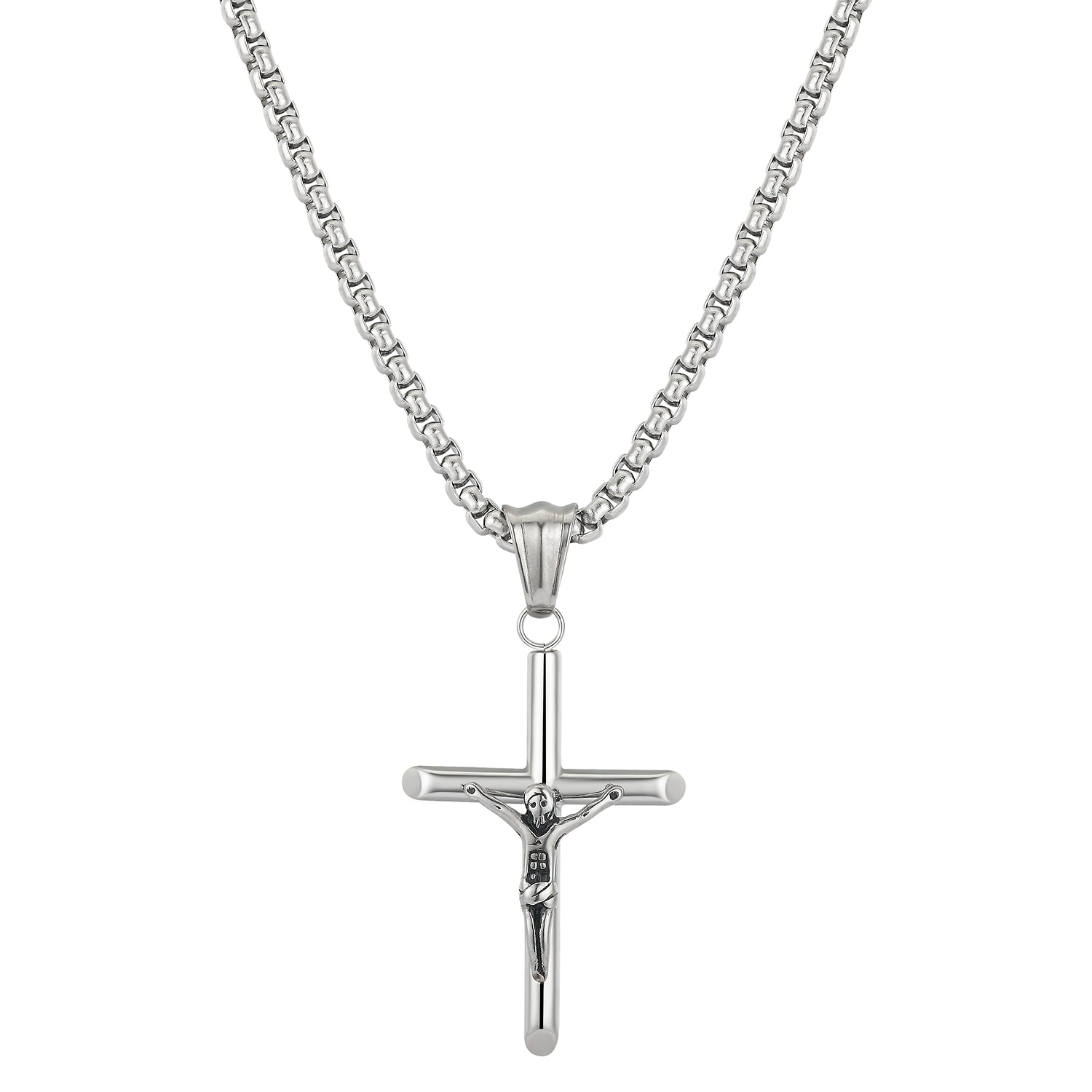 J.P. Army Men's Jewelry Stainless Steel 22 Inch Link Cross Pendant Necklace