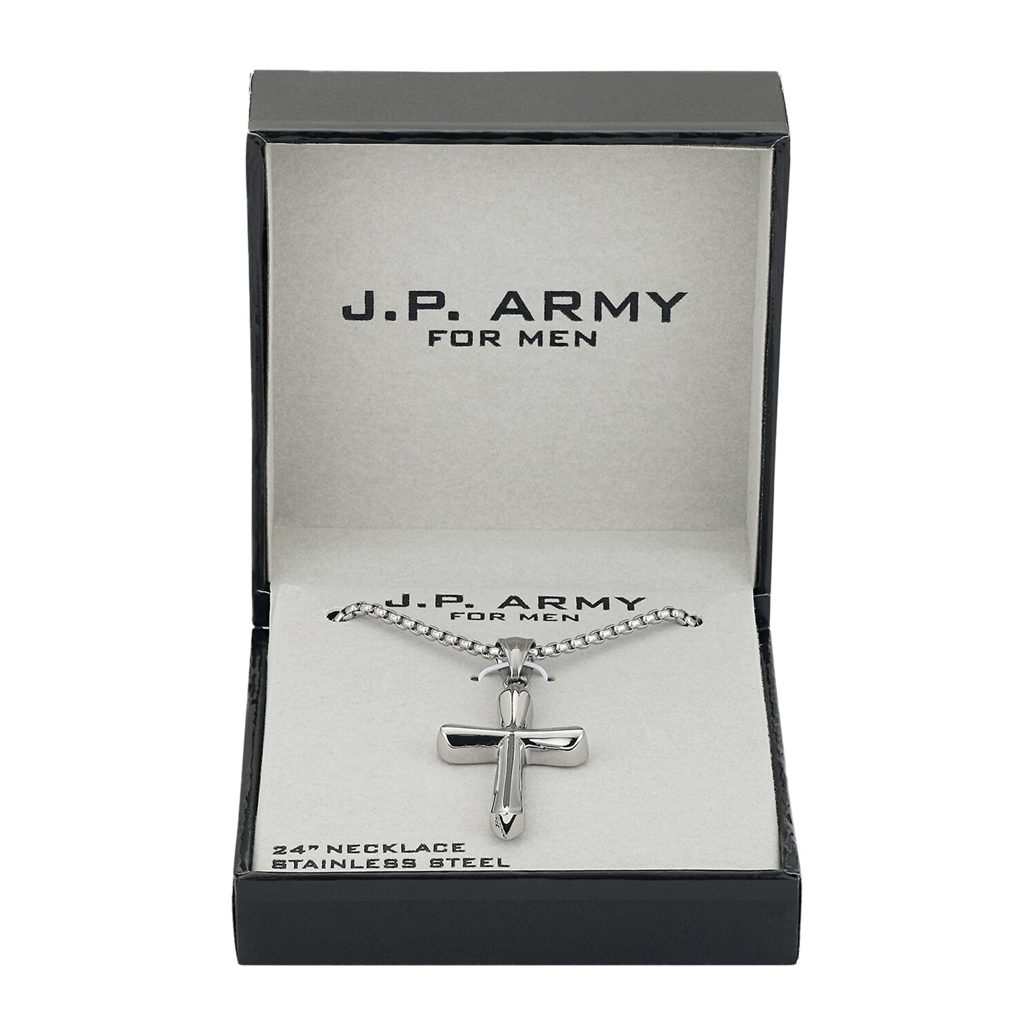 J.P. Army Men's Jewelry Stainless Steel 22 Inch Link Cross Pendant Necklace