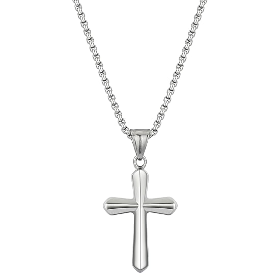 J.P. Army Men's Jewelry Stainless Steel 22 Inch Link Cross Pendant Necklace