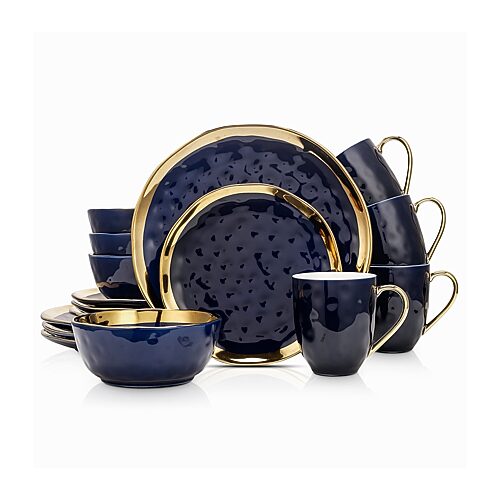 Stone Lain Florian 16 Pc. Dinnerware Set, Service For 4 - Navy Blue