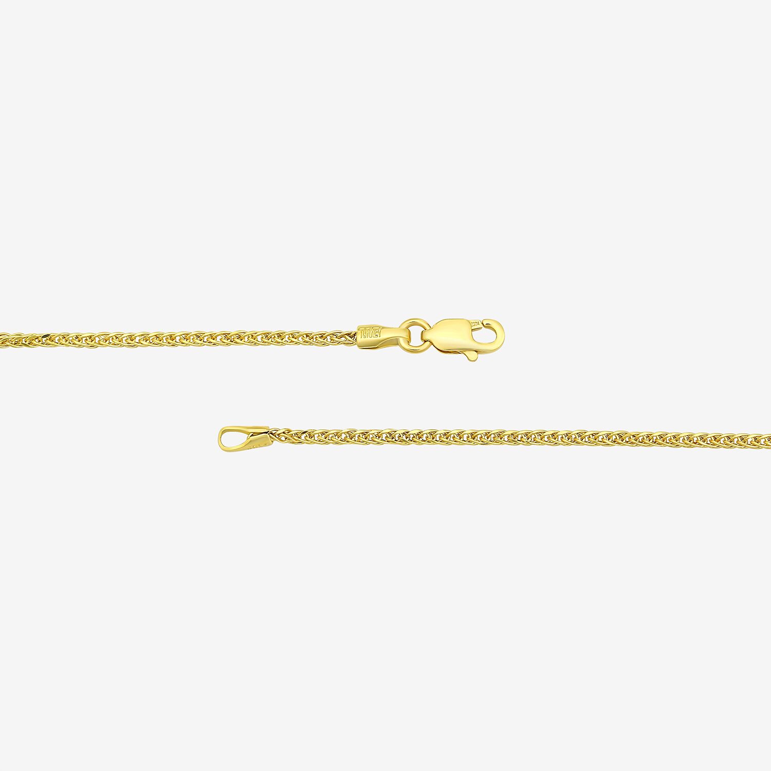 Womens 18K Gold 18 Inch Wheat Chain Necklace
