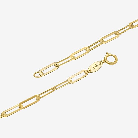 Womens 20 - 24 Inch 14K Gold Link Necklace Paperclip