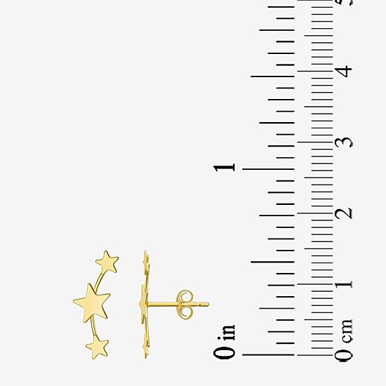 Womens 10K Gold Star Drop Earrings