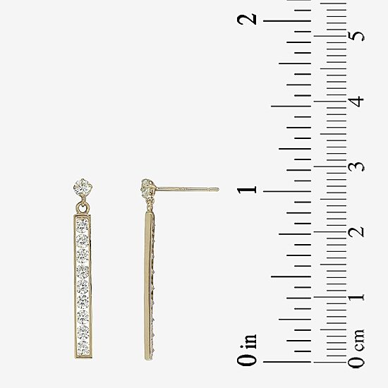 14K Gold White Cubic Zirconia Drop Earrings