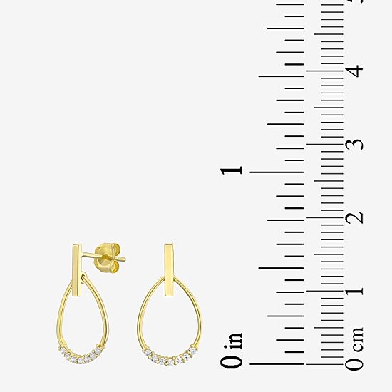 Womens Cubic Zirconia 14K Gold Drop Earrings