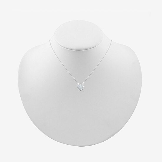 Womens 1/5 CT. Natural White Diamond 10K Gold Heart 18 Inch Pendant Necklace