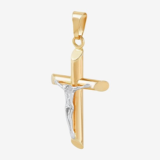 Crucifix Unisex Adult 14K Two Tone Gold Cross Pendant