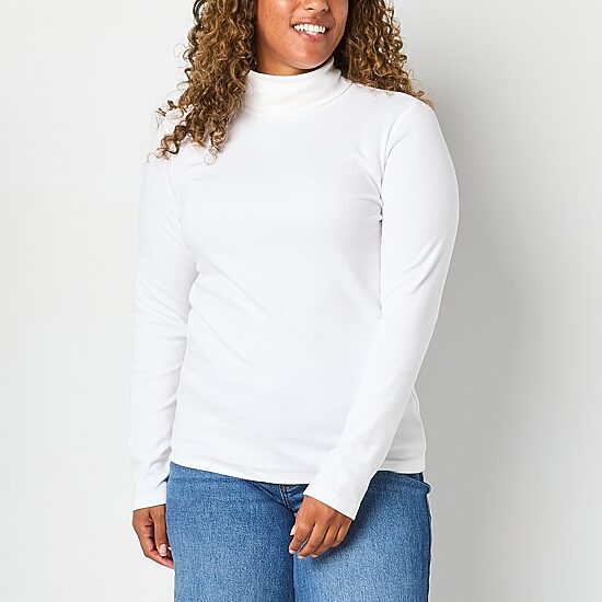 St. John's Bay Womens Turtleneck Long Sleeve T-Shirt