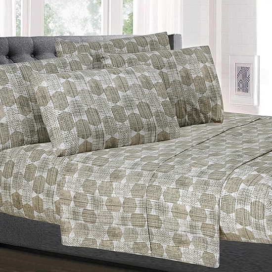 Sweet Home Collection™ Printed Monaco Ultra Soft Microfiber Sheet Set with Bonus Pillowcases