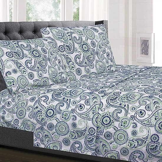 Sweet Home Collection™ Modern Paisley Printed Sheet Set, Double Brushed Microfiber
