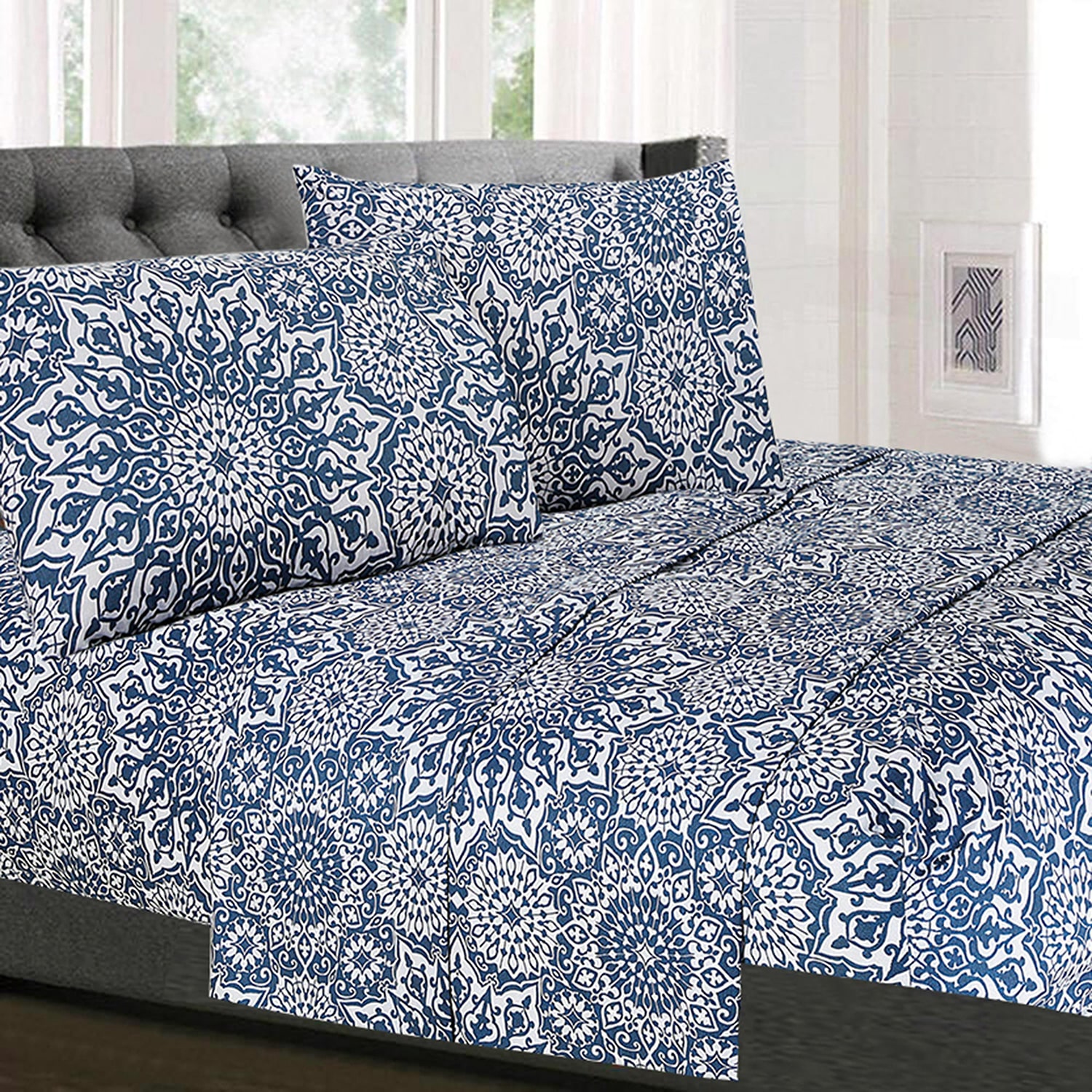 Sweet Home Collection™ Oasis Printed Sheet Set, Double Brushed Microfiber