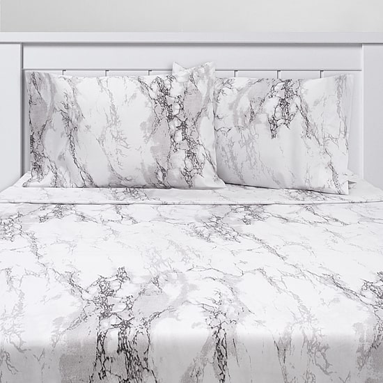 Sweet Home Collection™ Marble Printed Sheet Set, Double Brushed Microfiber