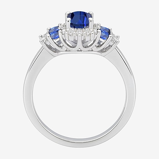 Womens Lab Created Blue Sapphire Sterling Silver Cocktail Ring