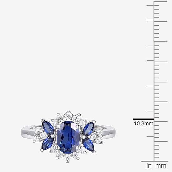 Womens Lab Created Blue Sapphire Sterling Silver Cocktail Ring