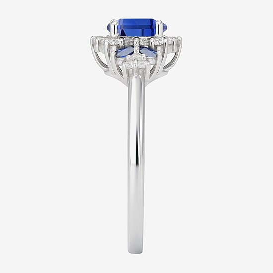 Womens Lab Created Blue Sapphire Sterling Silver Cocktail Ring
