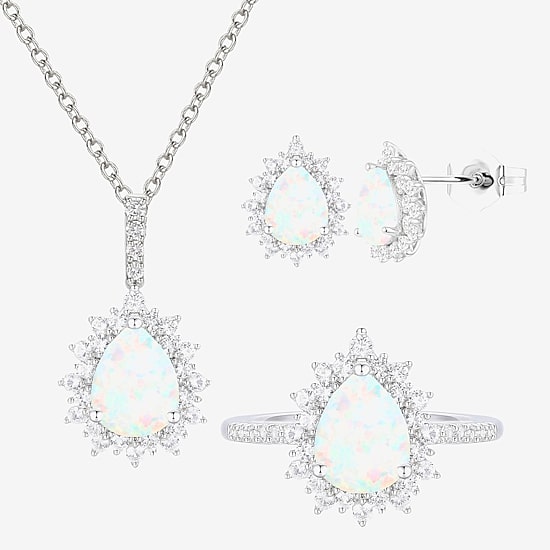 Gemstone Pear 3-pc. Pendant Necklace Set