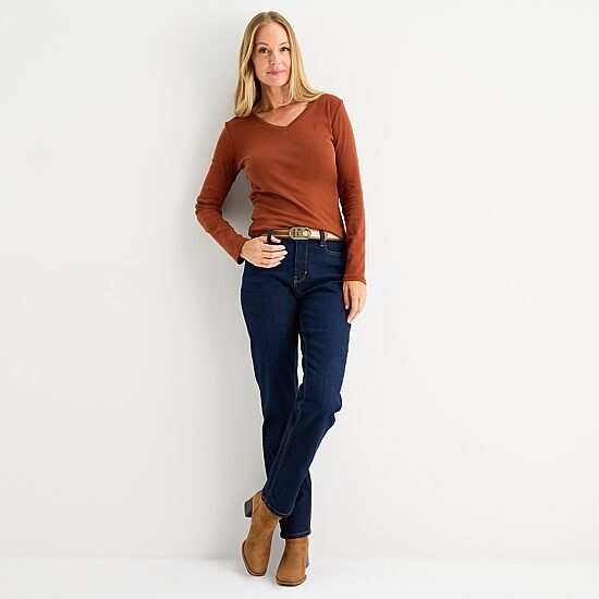 Liz Claiborne Womens V Neck Long Sleeve T-Shirt