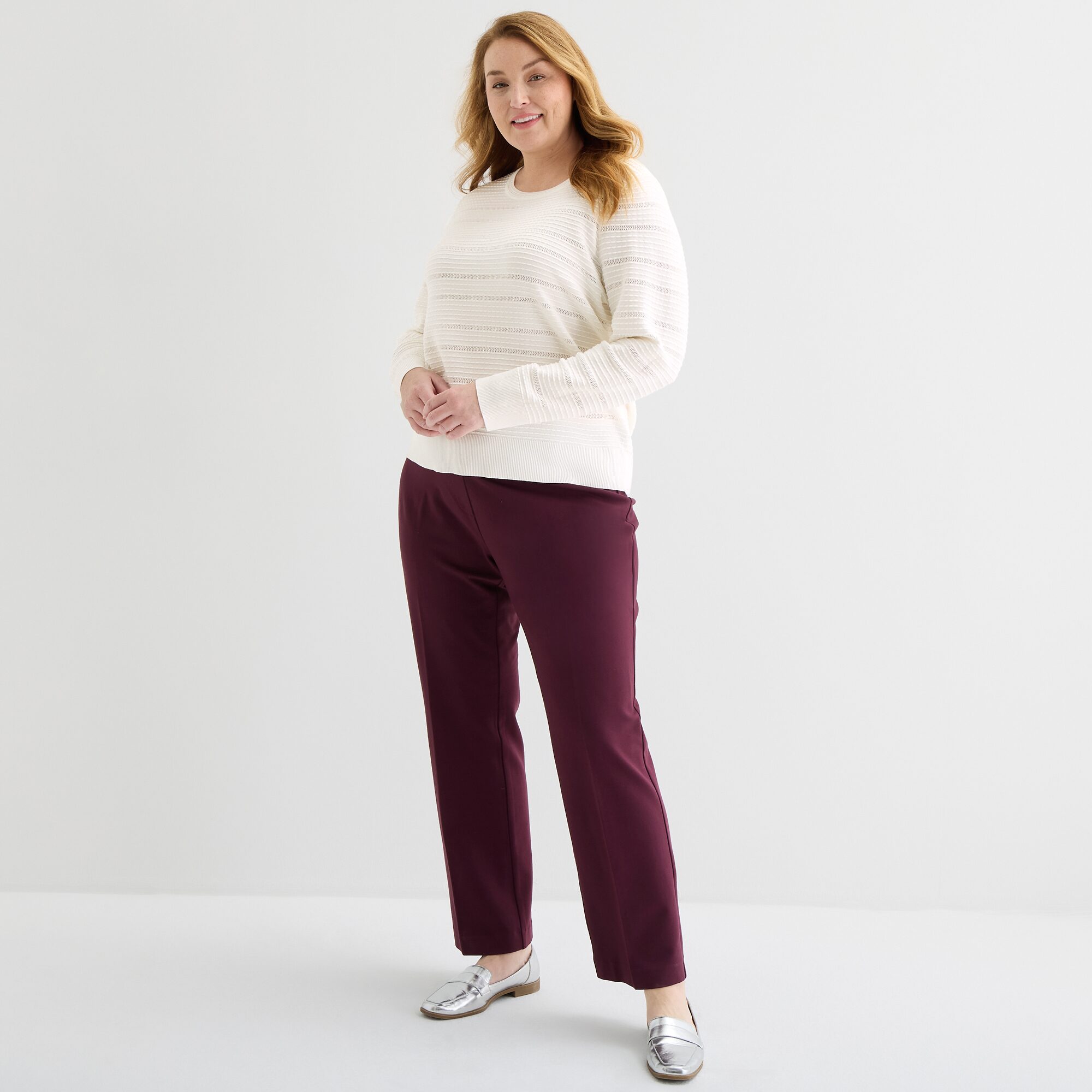 Liz Claiborne Plus Womens Crew Neck Long Sleeve Pullover Sweater