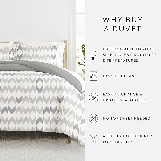 Casual Comfort Chevron Sleep Pattern Oversized Reversible Duvet Cover Set