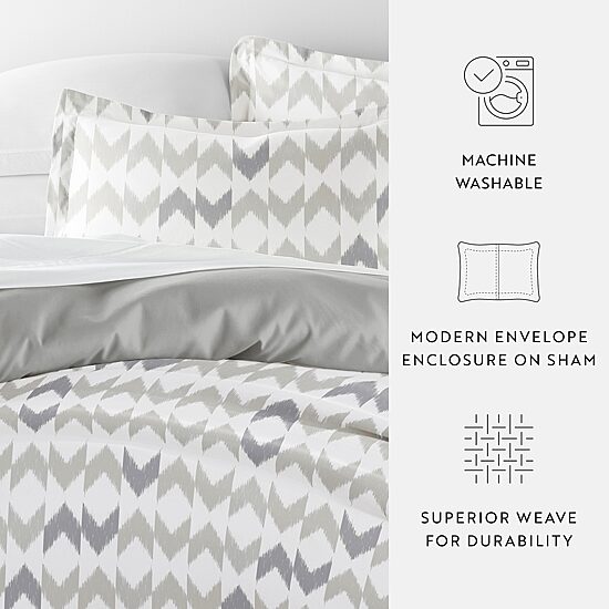Casual Comfort Chevron Sleep Pattern Oversized Reversible Duvet Cover Set