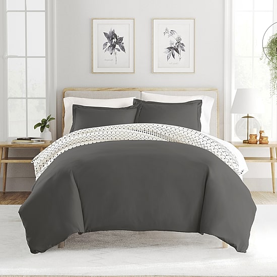 Casual Comfort Etched Gate Pattern Oversized Reversible Duvet Cover Set