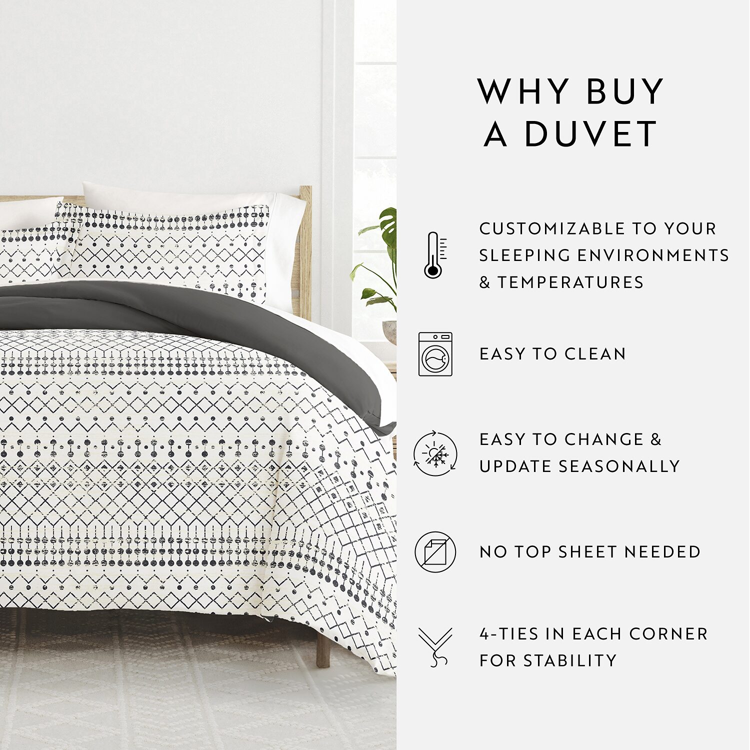 Casual Comfort Etched Gate Pattern Oversized Reversible Duvet Cover Set