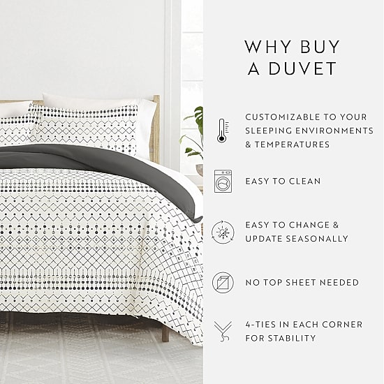 Casual Comfort Etched Gate Pattern Oversized Reversible Duvet Cover Set