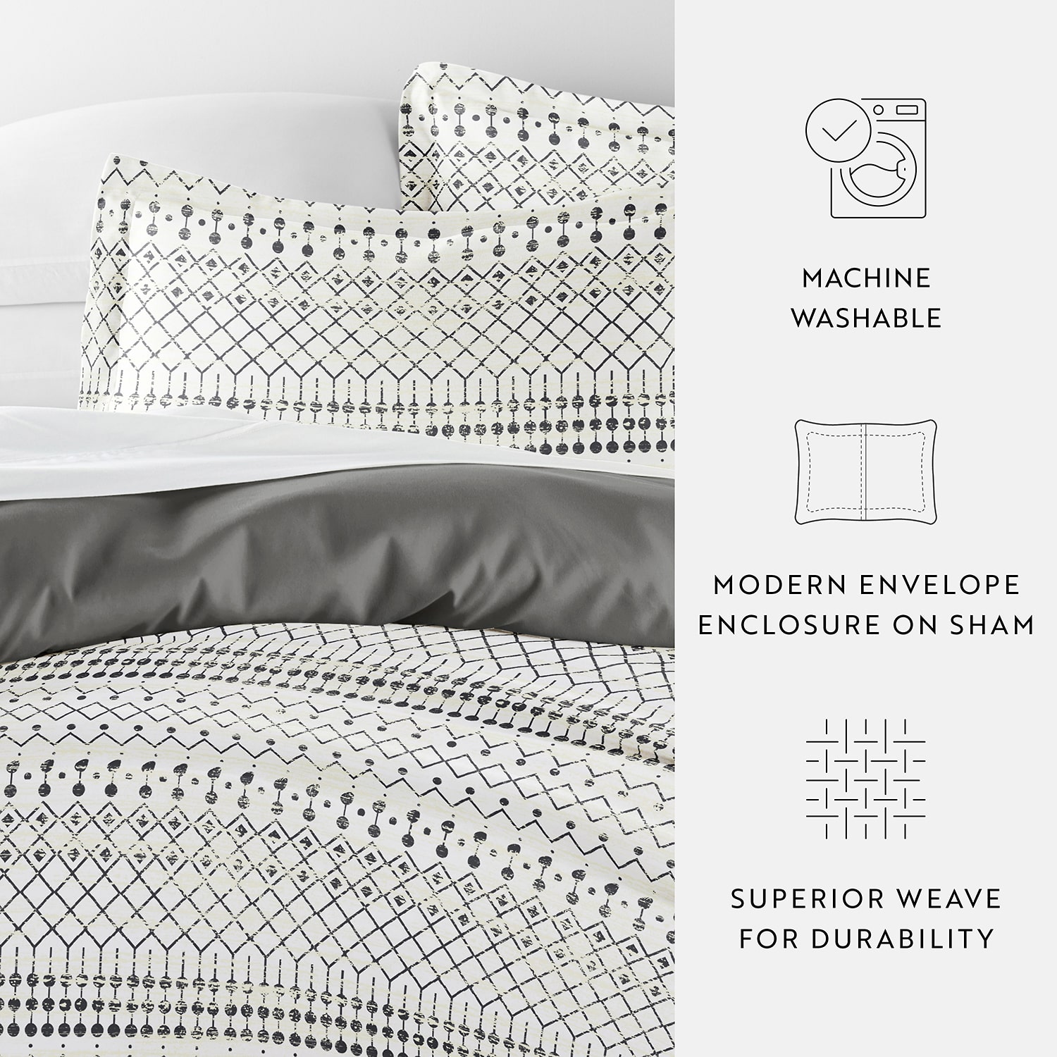 Casual Comfort Etched Gate Pattern Oversized Reversible Duvet Cover Set