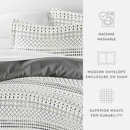 Casual Comfort Etched Gate Pattern Oversized Reversible Duvet Cover Set