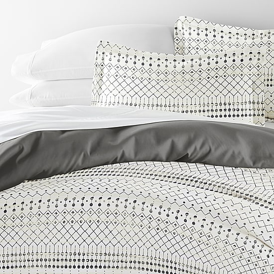 Casual Comfort Etched Gate Pattern Oversized Reversible Duvet Cover Set