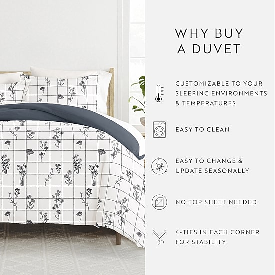 Casual Comfort Flower Field Pattern Oversized Reversible Duvet Cover Set