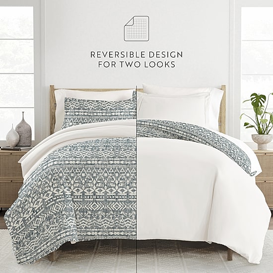 Casual Comfort Modern Rustic Pattern Oversized Reversible Duvet Cover Set