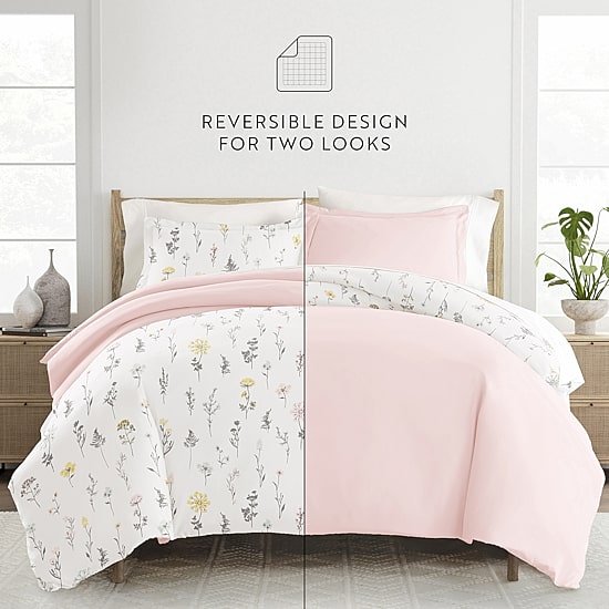 Casual Comfort Wild Flower Pattern Oversized Reversible Duvet Cover Set